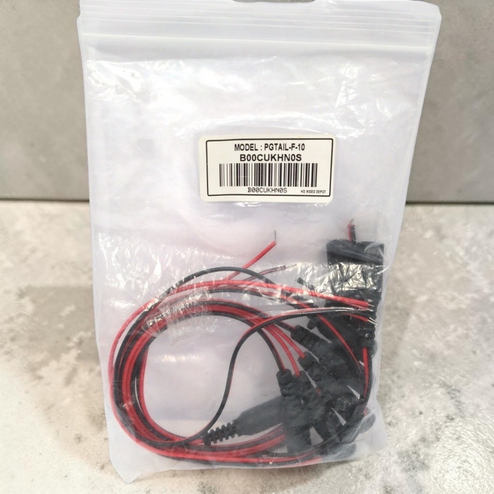 HD Video Depot PGTAIL-F-10 DC Power Pigtail Female 2.1x5.5mm 10pk CCTV LED Wire